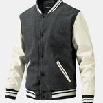 Contrast Wool Look PU Baseball Jacket