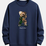 Kung Fu Bear Print Relax Fit Sweatshirt