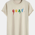 Goat Print Cotton Arc Hem T-Shirt
