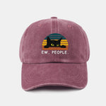 Black Cat Pattern Casual Decoration Washed Cotton Baseball Cap