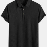 Short Sleeve Knitted Letter Textured Polo