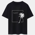 Los Angeles Palm Trees Print Drop Shoulder Oversize T-Shirt