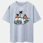 Car Island Print Drop Shoulder Oversize T-Shirt