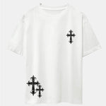 Cross Print Drop Shoulder Oversize T-Shirt