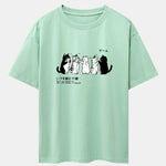Friend Cat Print Drop Shoulder Oversize T-Shirt