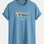 Regular Fit Monaco Slogan Print Cotton T-Shirt