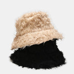 Solid Color Faux Fur Plush Bucket Hat