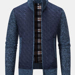 Quilted Jacquard Zip Up Sweater