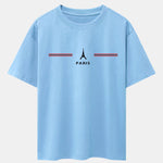 Paris Stripes Print Drop Shoulder Oversize T-Shirt