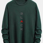 Long Sleeve Black Print Cotton T-Shirt