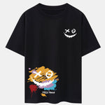 Graffiti Smiley Face Print Drop Shoulder Oversize T-Shirt