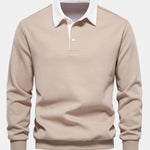Contrast Polo Collar Sweatshirt