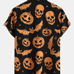 Halloween Pumpkin Skull Print Shirt