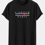 L'amour Paris Print Cotton Arc Hem T-Shirt