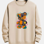 Tattered Bear Print Relax Fit Sweatshirt