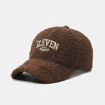Eleven Embroidery Warm Teddy Plush Baseball Cap