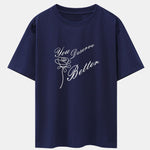 Rose Slogan Print Drop Shoulder Oversize T-Shirt