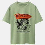 California Angel Print Drop Shoulder Oversize T-Shirt
