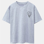 Dissolving Heart Smiley Face Print Drop Shoulder Oversize T-Shirt