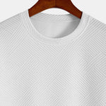Short Sleeve Stripe Jacquard Arc Hem T-Shirt