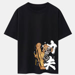 Kung Fu Bear Print Drop Shoulder Oversize T-Shirt