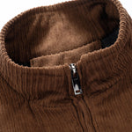 Funnel Neck Zipped Corduroy Jacket