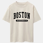 Boston Slogan Print Drop Shoulder Oversize T-Shirt