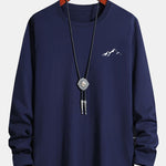 Long Sleeve Mountain Graphic Print Cotton T-Shirt