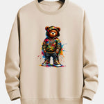 Color Splash Ink Camouflage Bear Print Relax Fit Sweatshirt