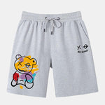Graffiti Bear Print Man Mid Length Shorts