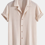Short Sleeve Knitted Waffle Cuban Shirt