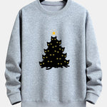 Black Cat Christmas Tree Print Relax Fit Sweatshirt