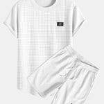 Short Sleeve Waffle Arc Hem T-Shirt & Shorts