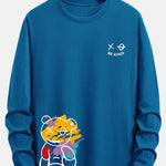 Long Sleeve Graffiti Bear Print Cotton T-Shirt