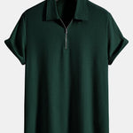 Knitted Ribbed Zip Polo
