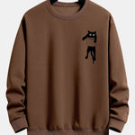 Pocket Cat Print Relax Fit Sweatshirt