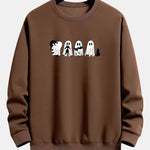 Black Cat Ghost Print Relax Fit Sweatshirt