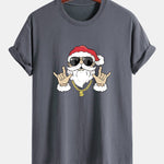 Regular Fit Hip Hop Santa Print Cotton T-Shirt