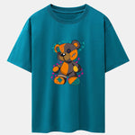Tattered Bear Print Drop Shoulder Oversize T-Shirt
