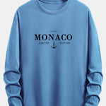 Long Sleeve Monaco Slogan Print Cotton T-Shirt