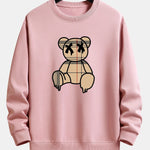 Plaid Pattern Dissolving Bear Print Relax Fit Sweatshirt & Jogger Pants