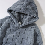 Relax Fit Checkerboard Teddy Hoodie