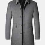 Quilted Lined Wool Blend Lapel Overcoat