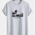 Regular Fit Waves Ukiyo-e Print Cotton T-Shirt