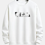 Black Cat Ghost Print Relax Fit Sweatshirt