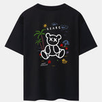 Bear On Vacation Print Drop Shoulder Oversize T-Shirt