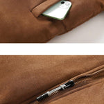 Funnel Neck Faux Suede Puffer Coat