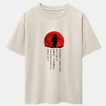 Japanese Samurai Print Drop Shoulder Oversize T-Shirt