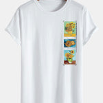 Sunflower Oil Painting Print Cotton Arc Hem T-Shirt