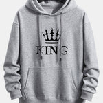 King Crown Print Relax Fit Hoodie